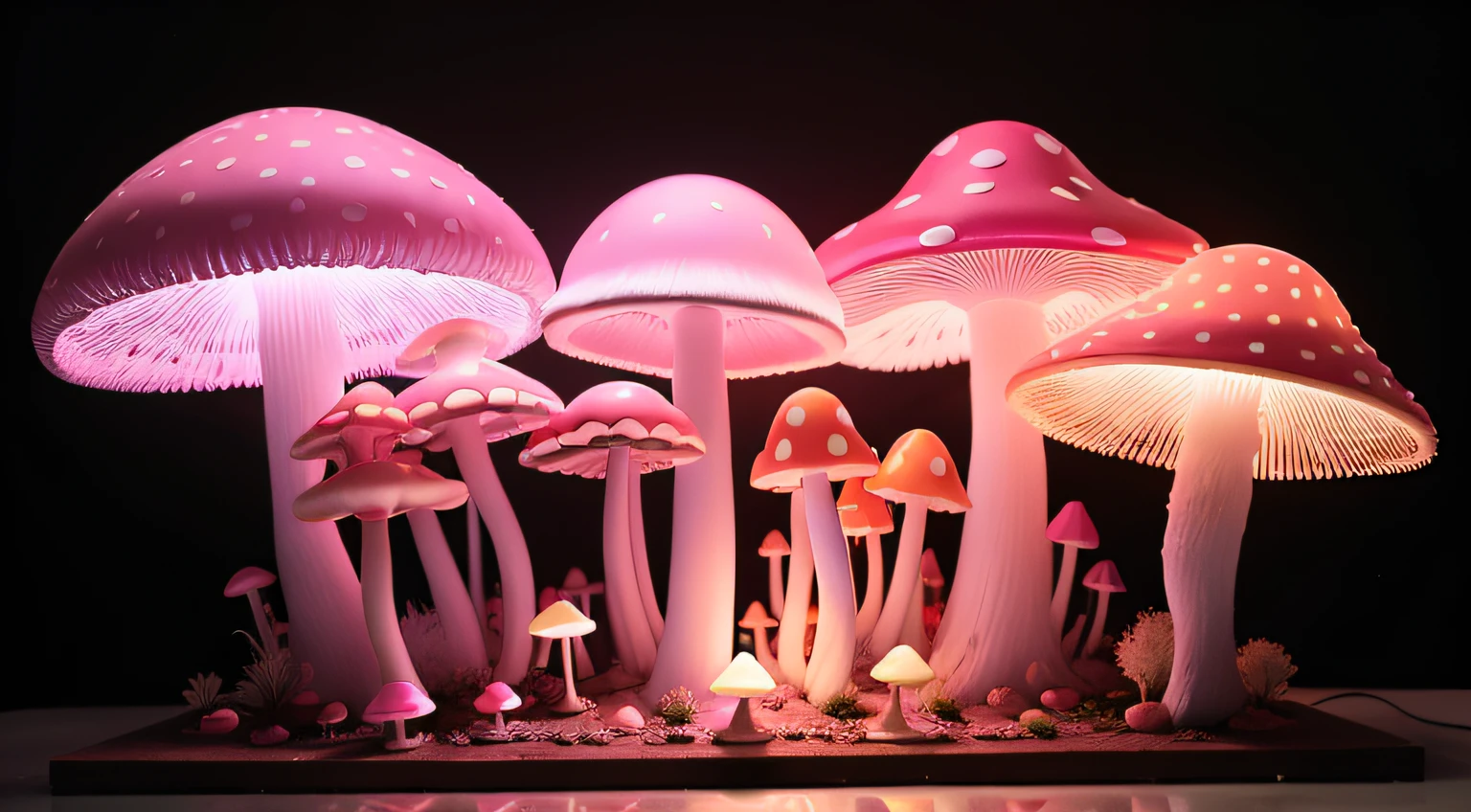 Maquete. mushrooms neon pink. Maquete. mushrooms neon. Neve branca. Maquete. neon