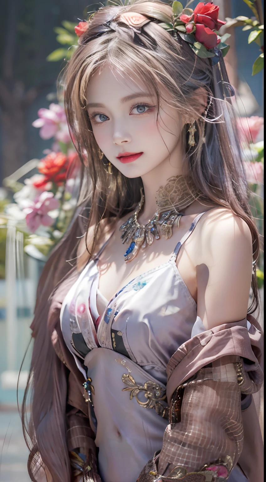 ((whole body)), ((from below)), Yushuxin,1 girl,alone, ((stand up, leaning on ledge)), ((lean forward)), ((The features are clear, clear face, clear face)), red lips, cosmetics, close-up, elegant姿势, seductive pose, Perfect Curve, Slim, Sexy, big breasts, split, beautiful legs, charming gaze, bite lip, messy long hair, Simple and casual scene, Very detailed, Ultra-clear, best quality, official art, exquisite earrings, exquisite necklace, Very detailed description, Super beautiful painting, Sophisticated functionality, elegant, beautiful, Super fine details, masterpiece, Authentic texture, Realistic movie lighting, masterpiece, best quality