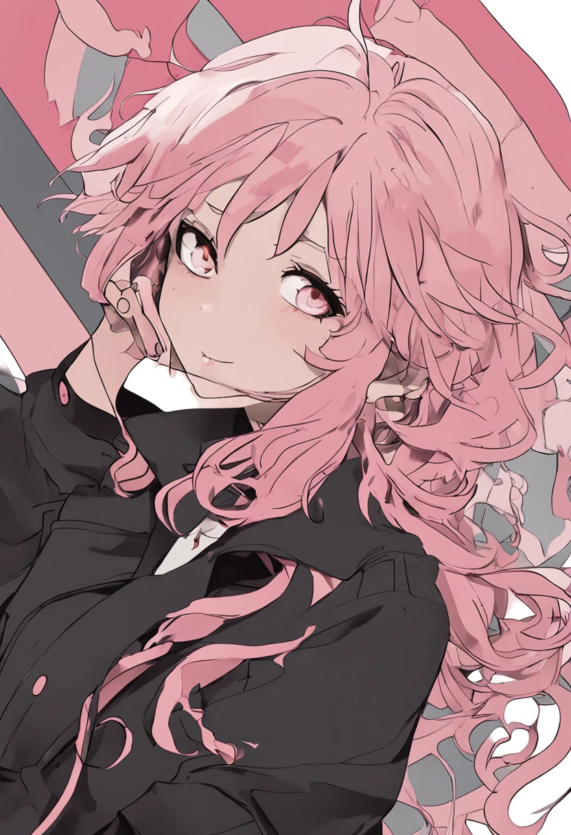 chica, anime, pechos grandes, ropa de moda, cabello rosa, pechos grandes, estilo anime, cabello corto