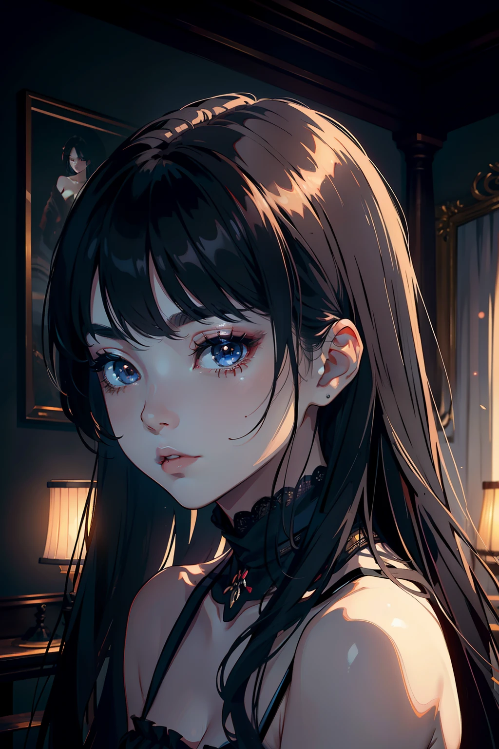 (Masterpiece, Best quality, color difference), 
Original Character, voluminetric lighting, Best shadows, Shallow depth of field, portrait of beautiful girl, Petite, Delicate Beautiful Attractive Face With Alluring Black Eyes,