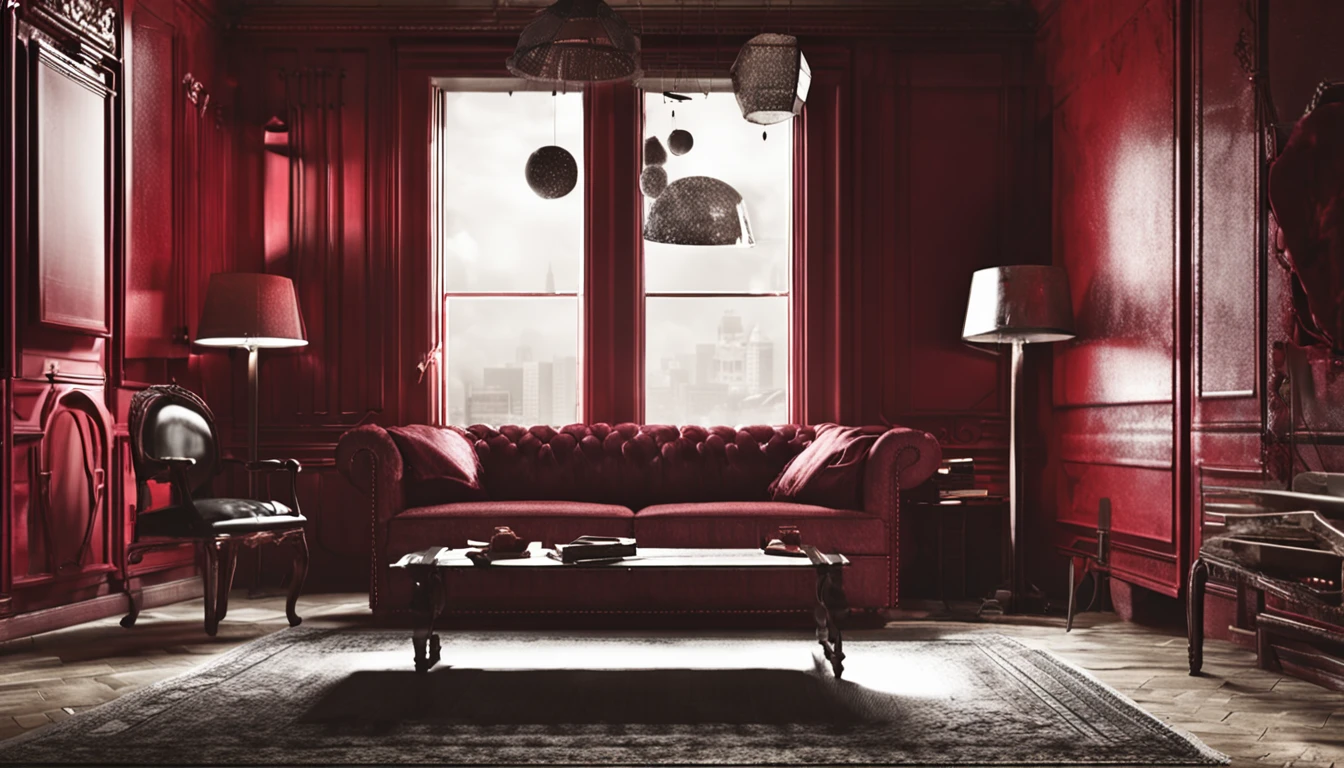 Dark red vintage room