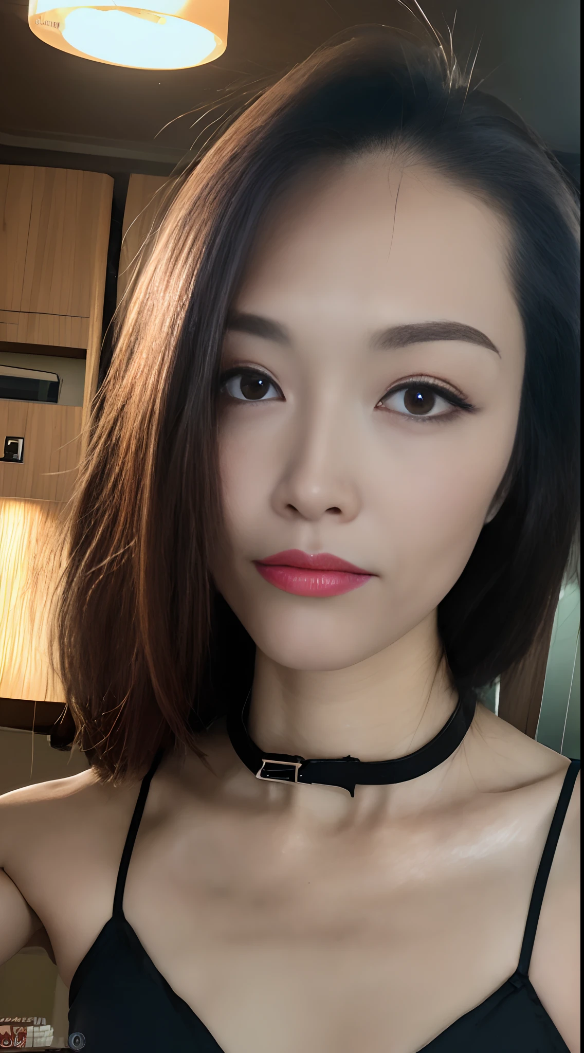 ((Angelina Sole)),((highest quality, 8K, masterpiece : 1.3)), sharp focus : 1.2, beautiful woman with perfect figure : 1.4, slim abs : 1.2, ((long dark brown hair : 1.3)), (Natural light,inside the cafe : 1.1), Highly detailed face and skin texture, fine eyes, double eyelid、((professional makeup:1.3))、((sexy milf:1.3))、thick lips、lip gloss、eye make up、Downcast eyes、black dress、sitting、drink coffee、