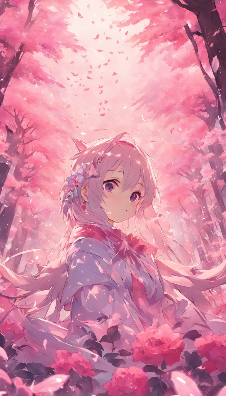 A cute kitten,largeeyes,Pretty big breasts,wide wide shot,flower field,butterflys,best qualtiy,tmasterpiece,8K