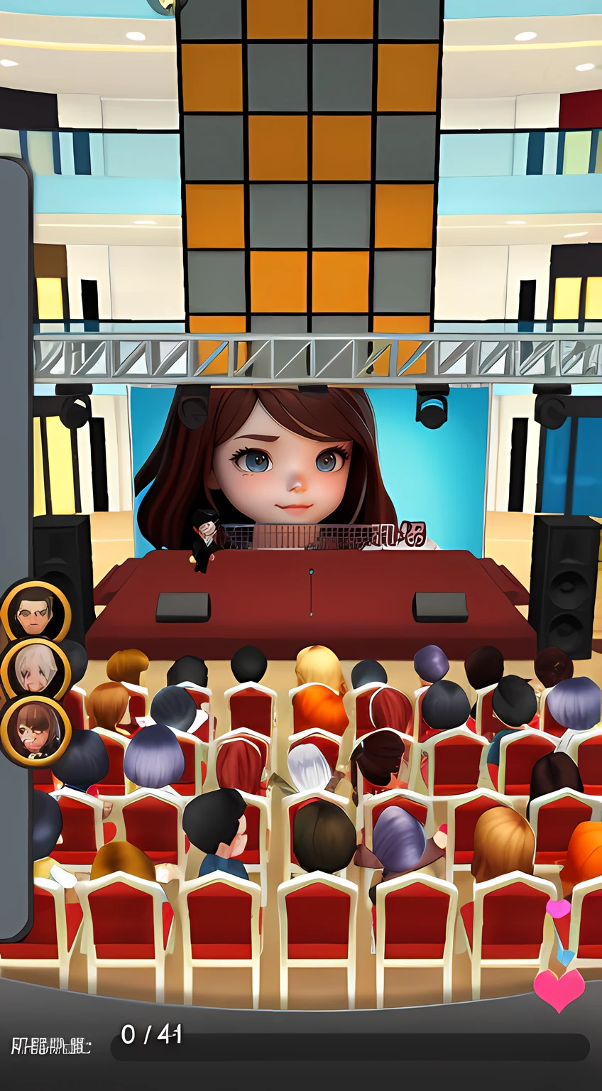 delicated face,The expression is beautiful and cute,.。.3D Pixar animation style,tmasterpiece, best qualityer, ultra - detailed, Lori blonde girl, Long dress with a big smile, full bodyesbian, moderno, Modern accessories, ,The actors on the podium are being interviewed,Outdoor scene,Lateral face,Podium,ssee-through,A crowd of spectators sits in red seats,Face away from the camera,Applaud、 Beautiful lighting and ambient light on the podium,Pastel tonal background , Extremely colorful, 。.。.。.3D Q style,tchibi,A cinematic scene,Super details romantic soft focus and ethereal light,The sun shines on it,A cinematic scene,Full body 2D artwork,blur backgroun,romantic soft focus and ethereal light,The sun shines on it,A cinematic scene,super detailing,pix: 2 style,Pope Martin,movie light effect,brightly,OC renderer,C4D,。.。.。.3D,blender,8K,4K,Warm colors --NIJI 5 -- --q 2,