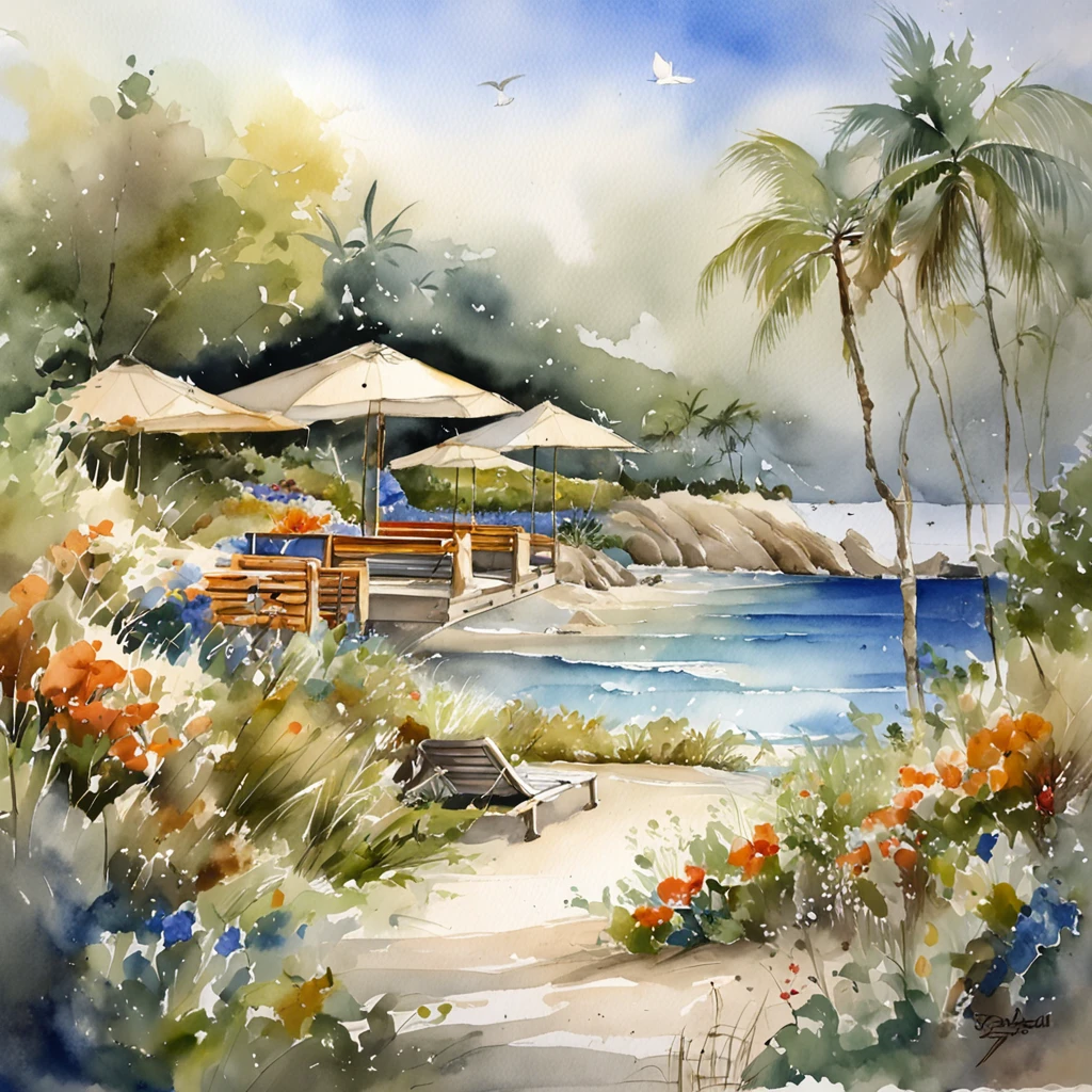 Beach project high-end facilities, Luxurious, High capacity, Pacific Coast, tropical vegetation, Dark sand