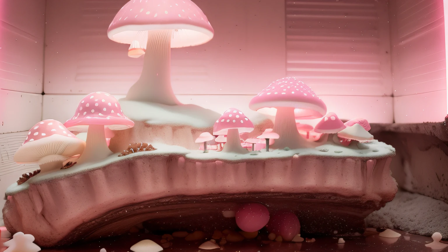 Maquete Gelo. mushrooms neon pink. Maquete. mushrooms neon. Neve branca. Maquete. neon. Agua.