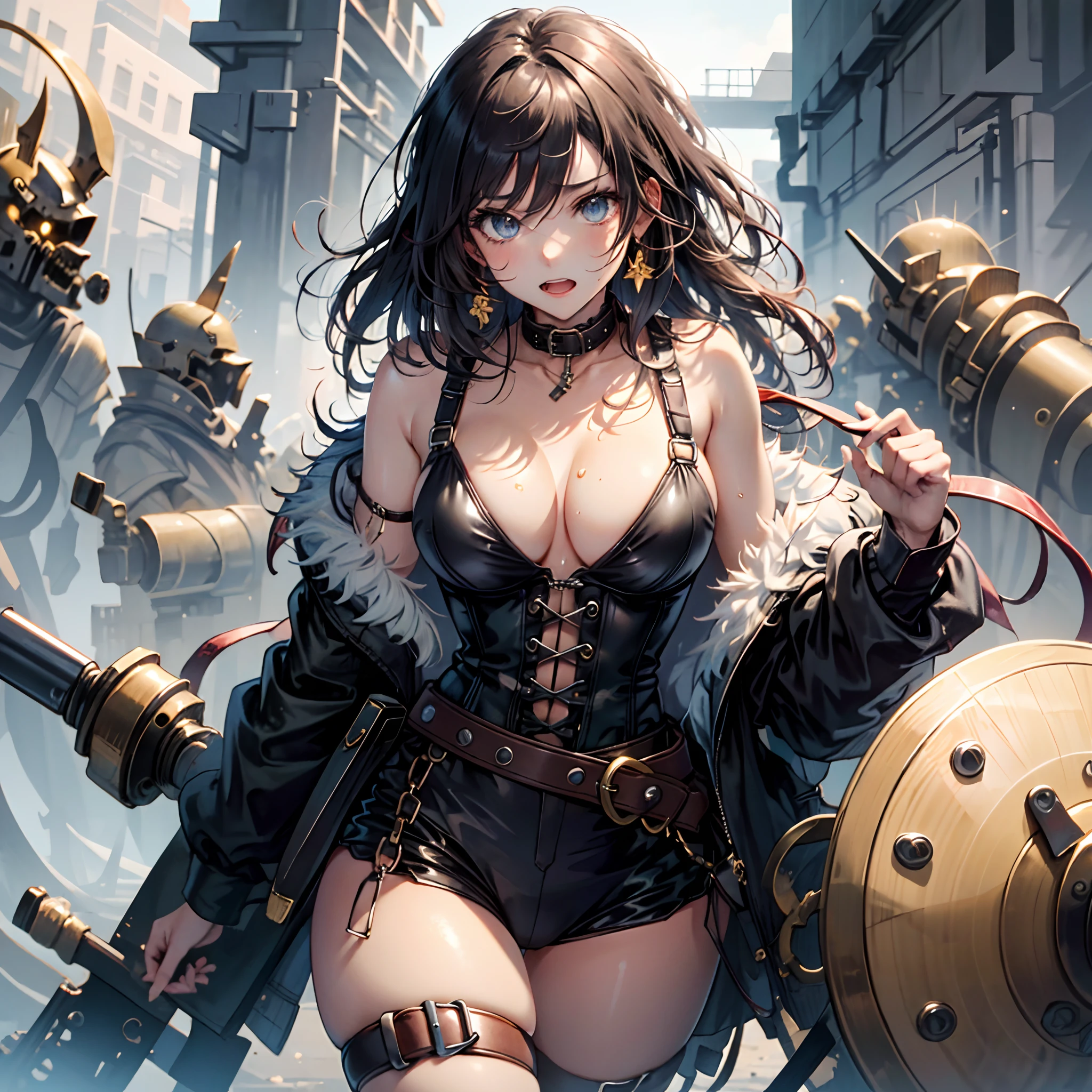 rage face，BDSM，slaves，rubbery，black corset，shackle，collars，NSFW，（（best qualtiy，8k，tmasterpiece：1.3））），Clear focus：1.2，（layer cut，The large：1.2），Beautiful Women in Perfect Figure：1.4，Slender abs：1.2，Moist body：1.5，Highly Detailed Face and Skin Textur，Detailed eyes，二重まぶた，long whitr hair，No bra