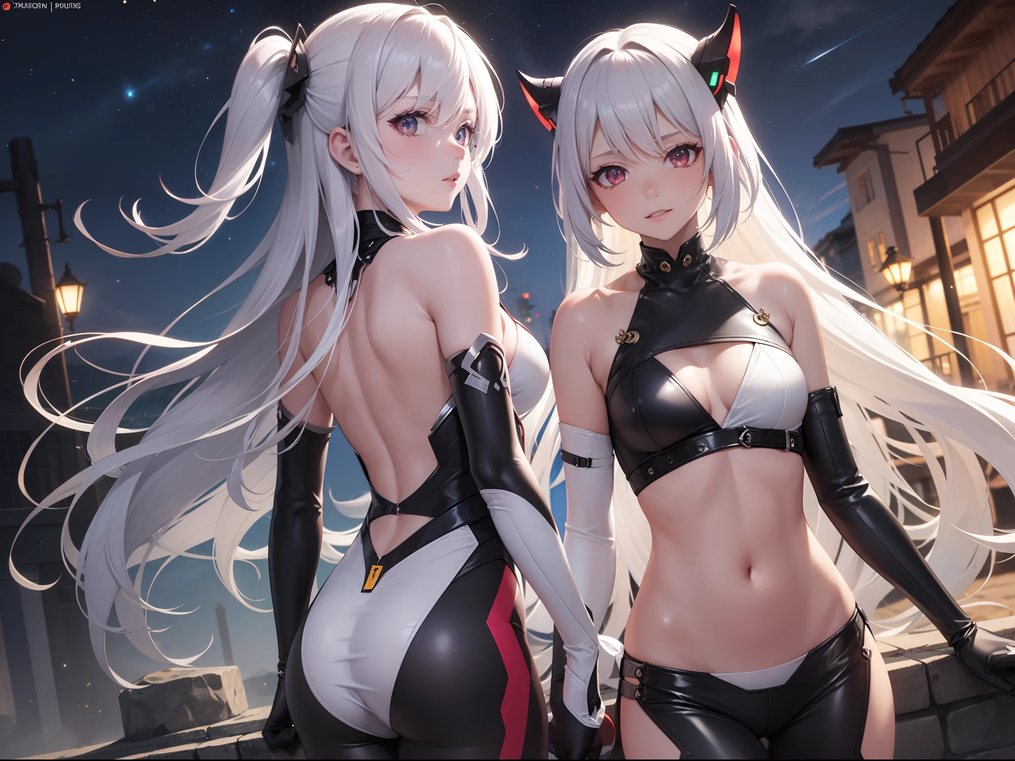 (8K, Best quality, Master parts:1.2),highly detailed,Master parts,ultra - detailed,soio,1girll,(white backgrounid:1.5),(Delicateeyes),((whaite hair)),Plugnaipe, 1girll, stone monument_\(Heaven\), Curta_Hair, starrysky_Heaven, Bodinaipe, ayanami_Wang, soio, natta_Heaven, rot_The eye, rot_Backstory, Breasts, blanche_Bodinaipe, Aviator_Suits, spear_af_longinus, rim, optic_Special, ((Triangular psychosensory devices on both sides of the head)), souryuu_asuka_langley,taut_clothes,Middle breast,Bokeh,Clothes with a sense of mechanical technology, The small logo pattern on the chest is zero,perfect hips