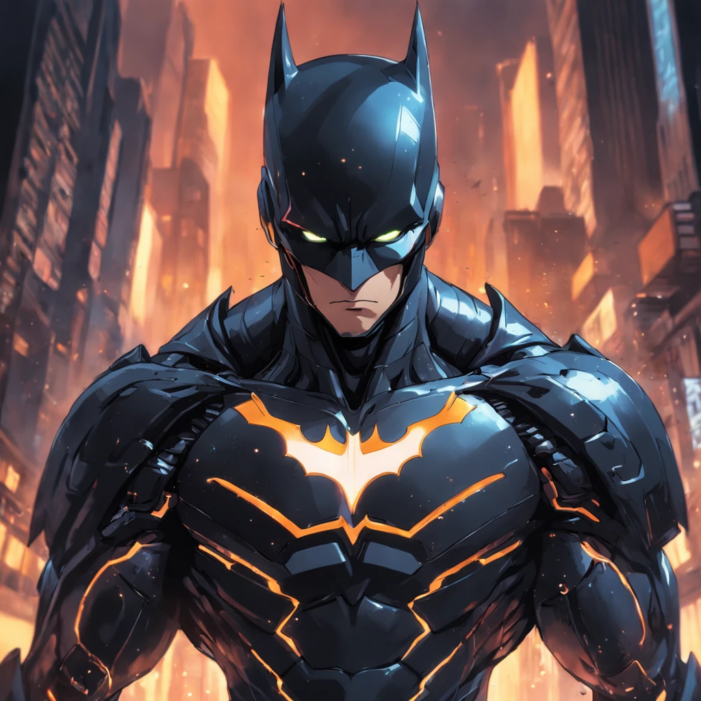 Realistic depiction of an advanced cybersuit in black, Batman from DC Comics