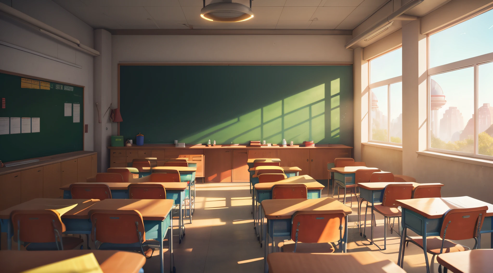 A classroom in a communist utopian city in an animal-eared fantasy world.