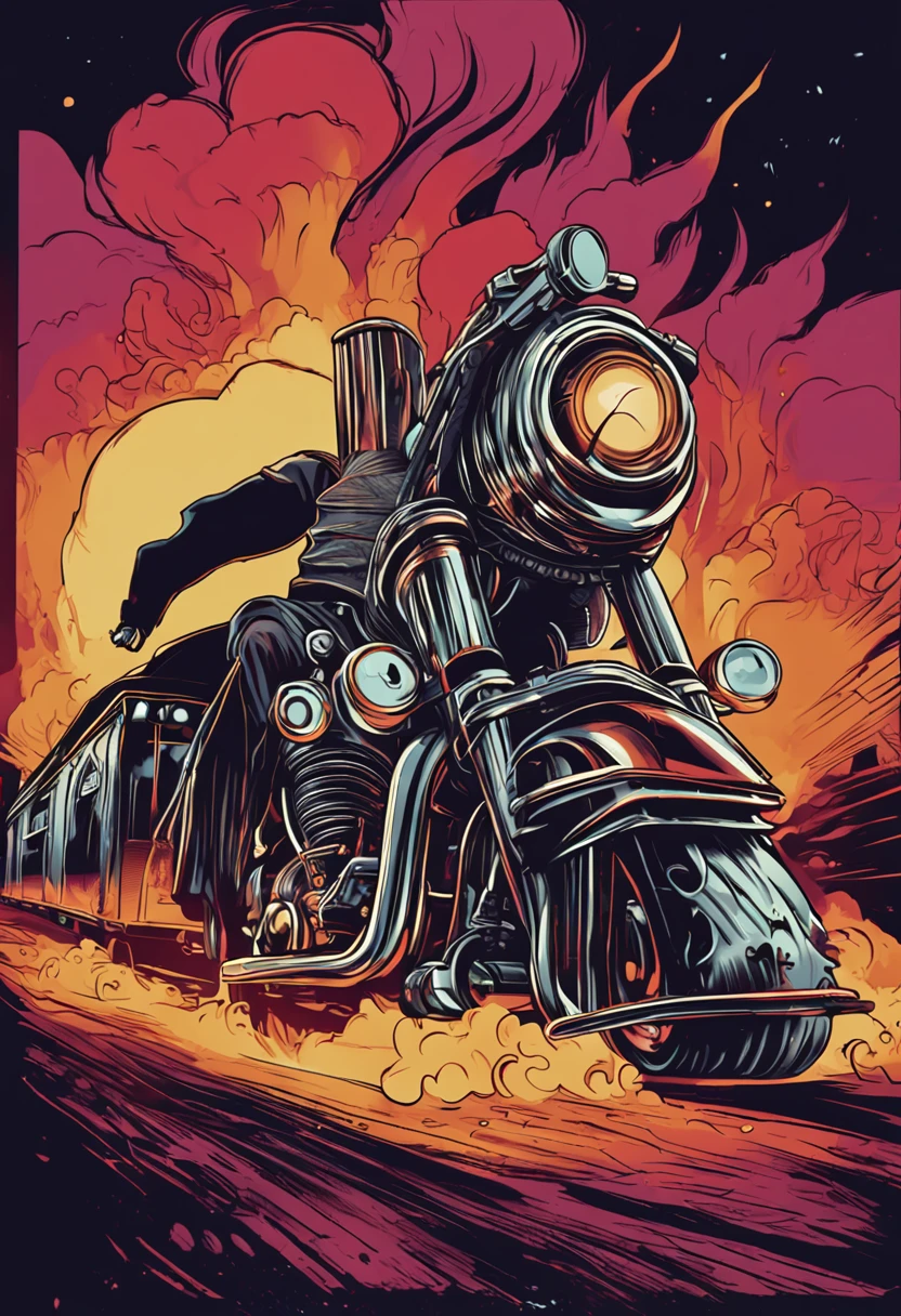 Heavy metal T-shirt design Harley locomotive Harley locomotive rider