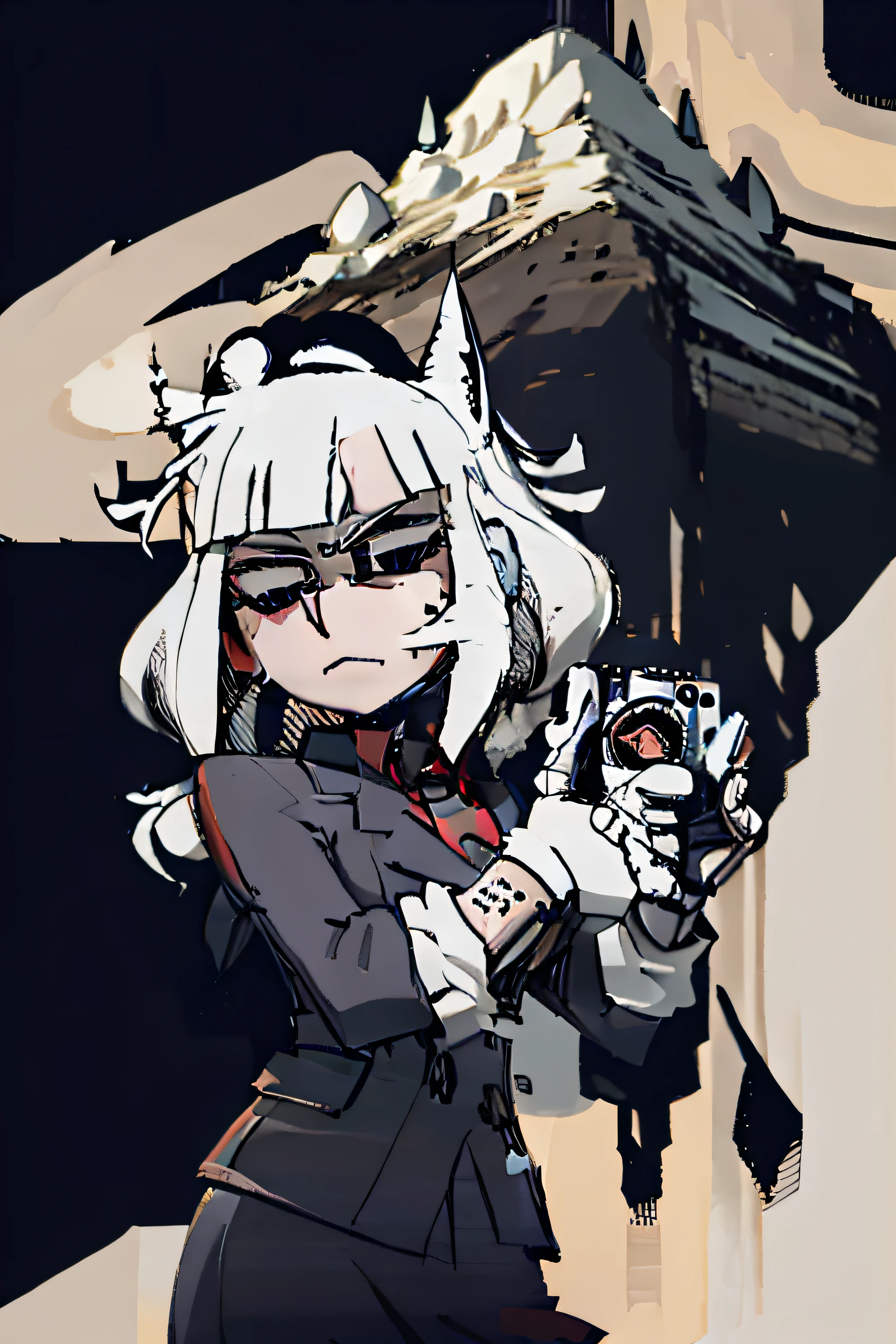 Anime characters holding cameras in their hands，The background is a mountain, inspired by Josetsu, digital art from danganronpa, cel - shaded art style, Official artwork, offcial art, From cryptid academia, 2 d anime style, Kantai collection style, Loli, legoshi from beastars, author：New Art, 2D game fanart works at the false end of the story，I looked at the western sky with the sheep。Deep in the mottled clouds，Something is being conceived。