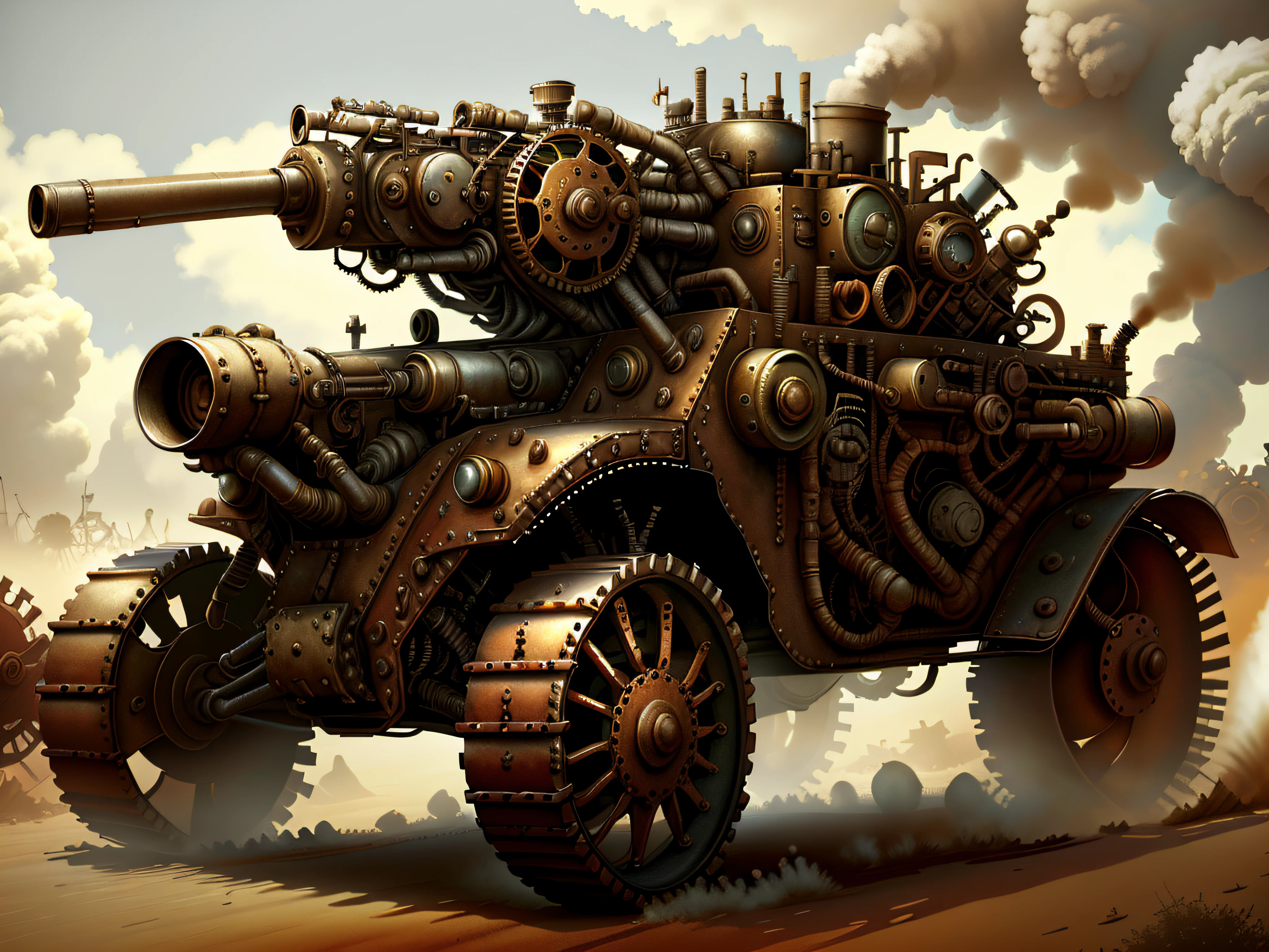 CogPunkAI SteampunkAI tank,Mechanical,madmax,3D,With machine gun