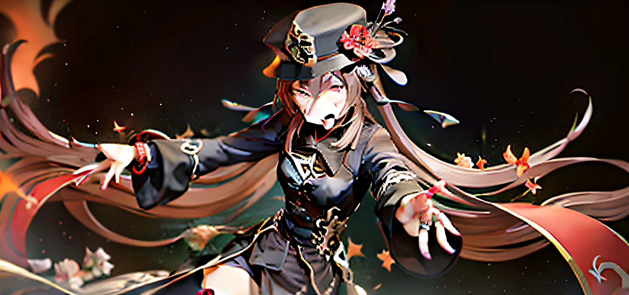 A close-up of a man in a hat and dress, Ayaka Genshin impact, Kawasi, from girls frontline, From Arknights, Fine details. Girl Front, Aromatic, A scene from the《azur lane》videogame, Girls Frontline CG, mechanized witch girl, Half caller, half incense, onmyoji, hanayamata, girls frontline style