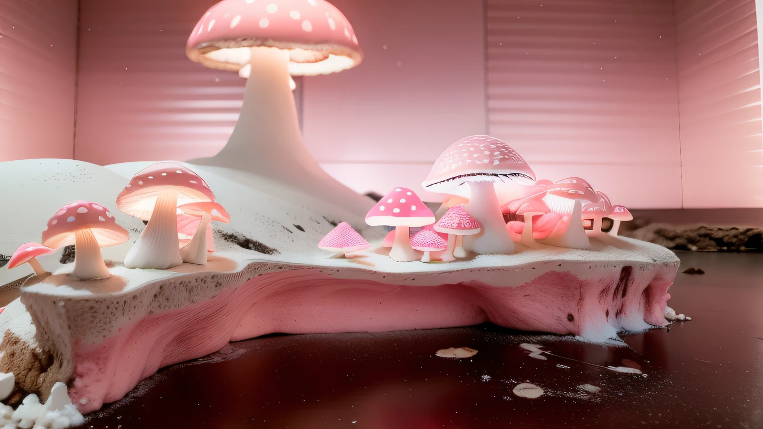 Maquete Praia. mushrooms neon pink. Maquete. mushrooms neon. Neve branca. Maquete. neon