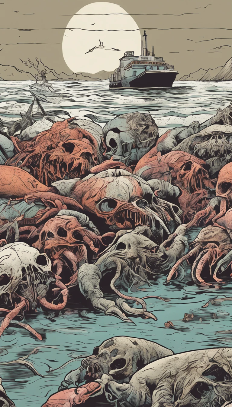Pacific Ocean Pollution Nuclear Wastewater Japanese Marine Animal Carcasses Horror Darkness Armageddon Beach Death Day Mechanical Animals Body Pain Full of Loopholes Marine Animals Call for Help Countless Dead and Wounded Humans and Demons Floating Corpses in the Ocean Fish Death