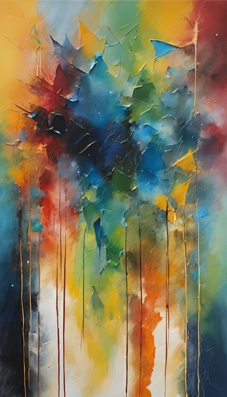 Peaks under the stars,The mystery of the night,Deep blue twinkling starry sky,Artistic expression of abstraction in watercolor style,Bird's eye view symmetrical composition,Add a glow effect to blur the background,The breath of beauty and dreams