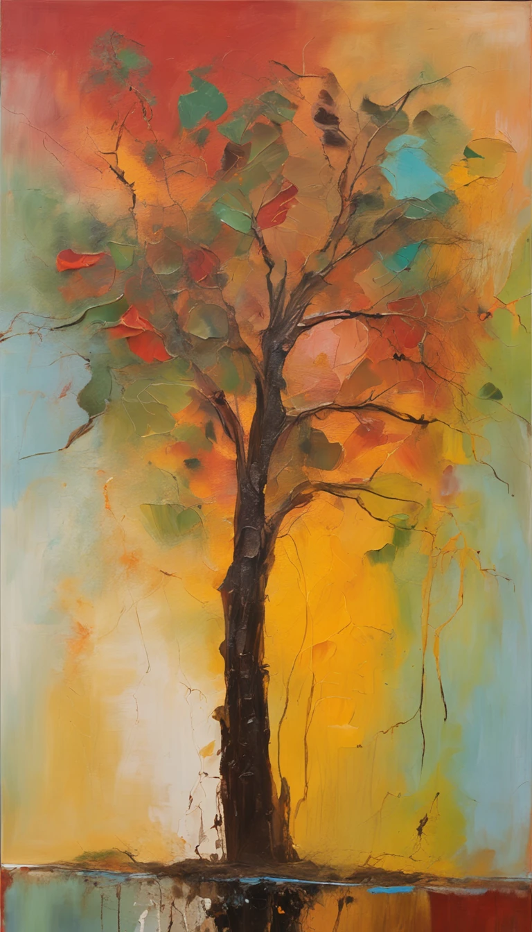 Girl sitting on tree trunk with microphone singing,autumnal,falling leaf,Cinematic light and shadow,k hd