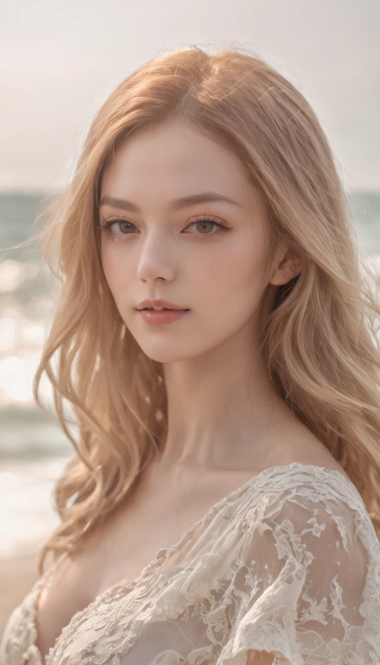 top-quality、tmasterpiece、超A high resolution、Full body portrait、(Photorealsitic:1.4)、RAW photogr、There is only one woman in the world、Detailed facial texture、Cool summer beach in bikini、