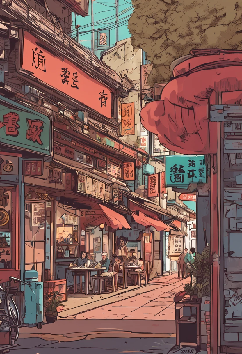 城市,the street,a person,Restaurant