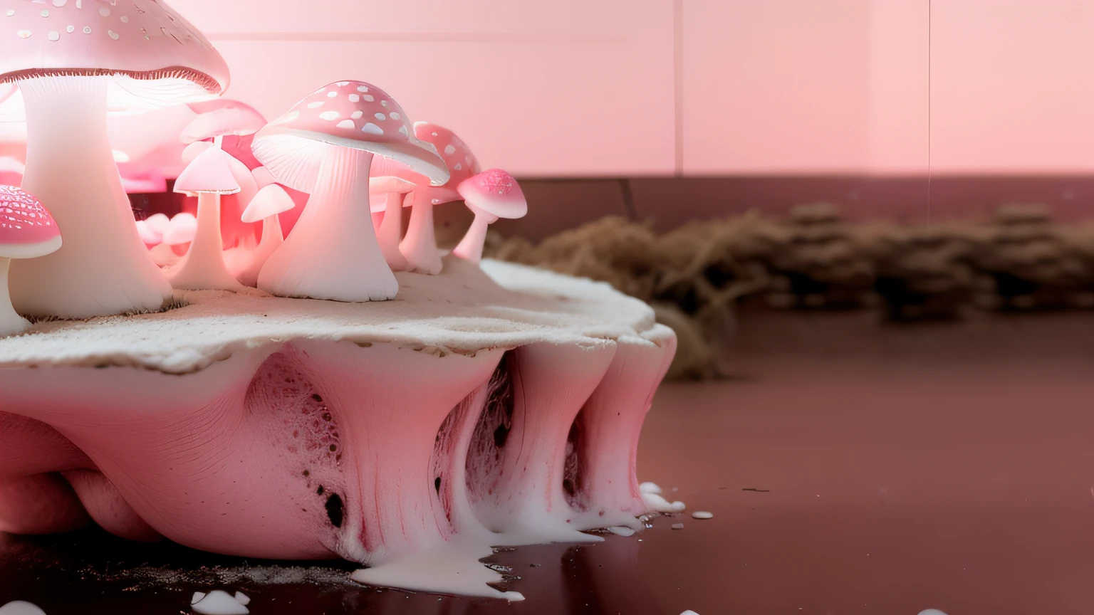 Maquete. mushrooms neon pink. Maquete. mushrooms neon. Neve branca. Maquete. neon