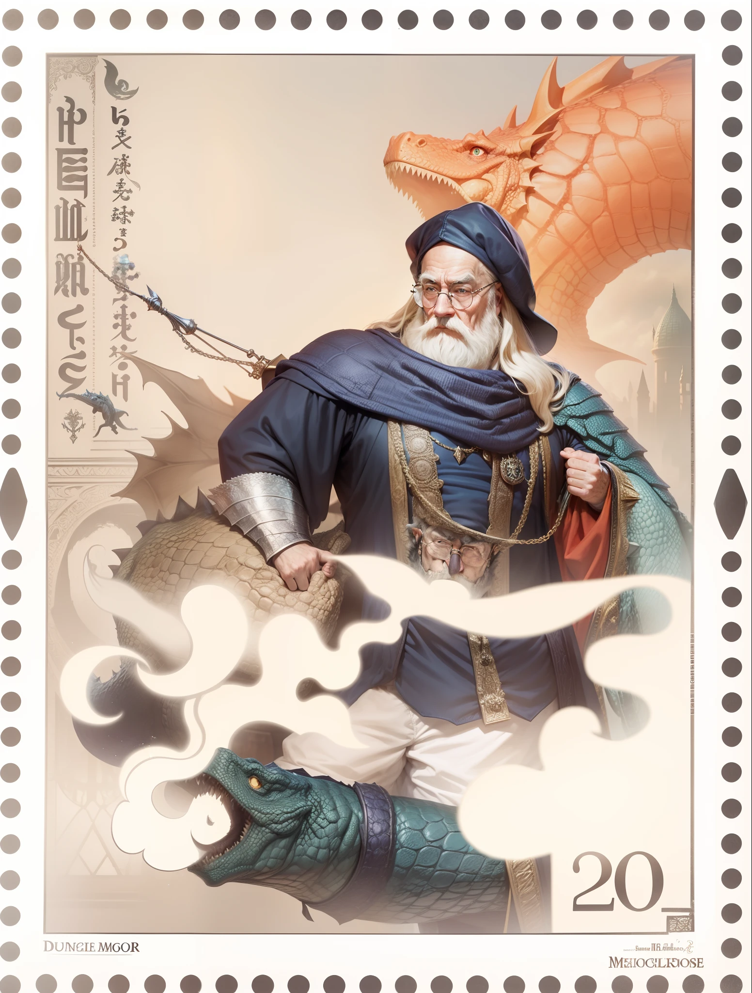 dumbledore,a old man,Big chest,wearing an outfit,Wearing crocodile dragon armor,Wearing a crocodile head hat,muscle men, Man ,Wear half-moon glasses,Realiy,,Blue whale in hand,Full body photo