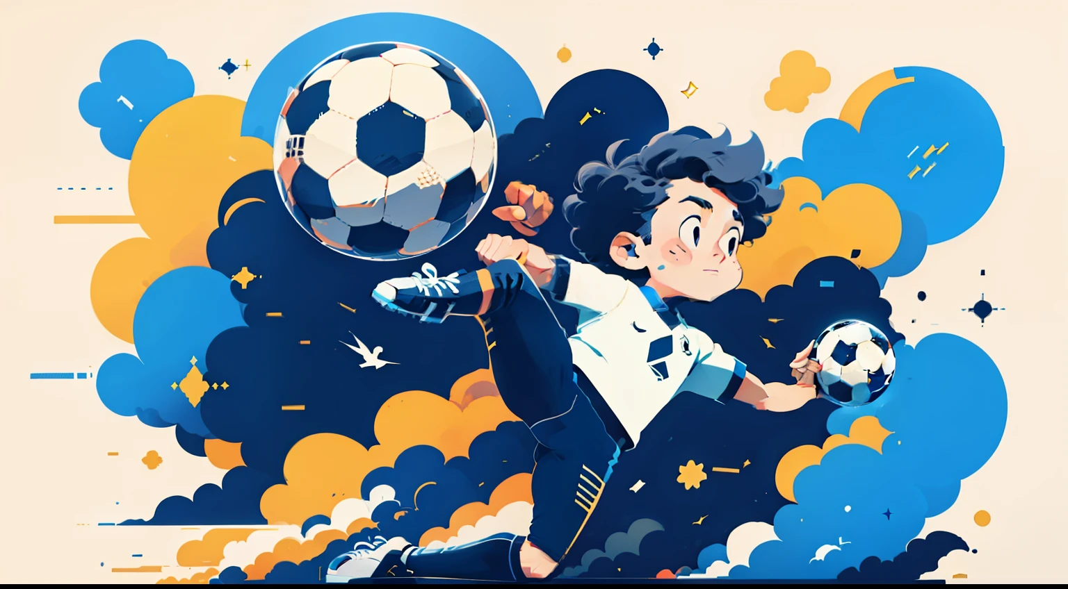 The background is a man, soccer ball, sport, soccer ball, the best ever, vectorial art, Flying football, Follow this and get a few more prompts