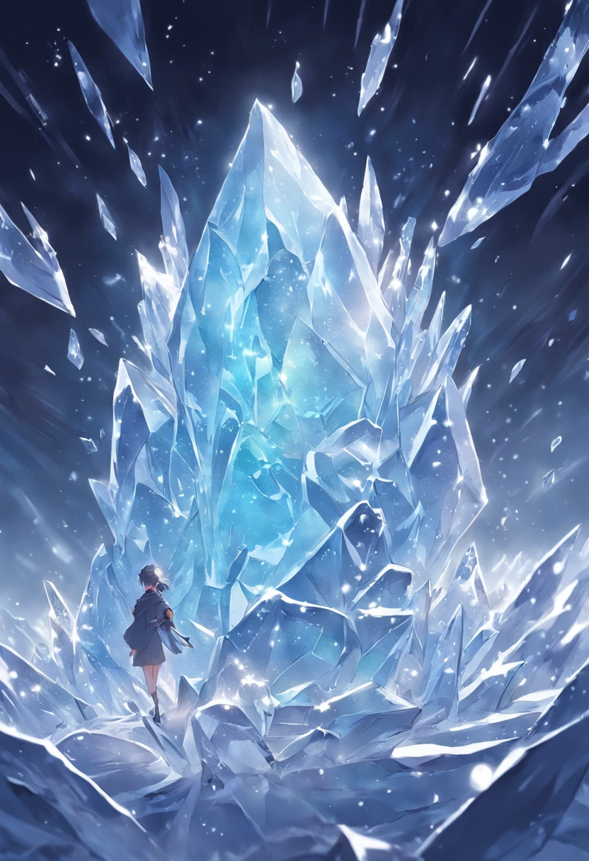 ((Ice crystal background)), spark of light, Glowing light, ccurate, Anatomically correct, high details