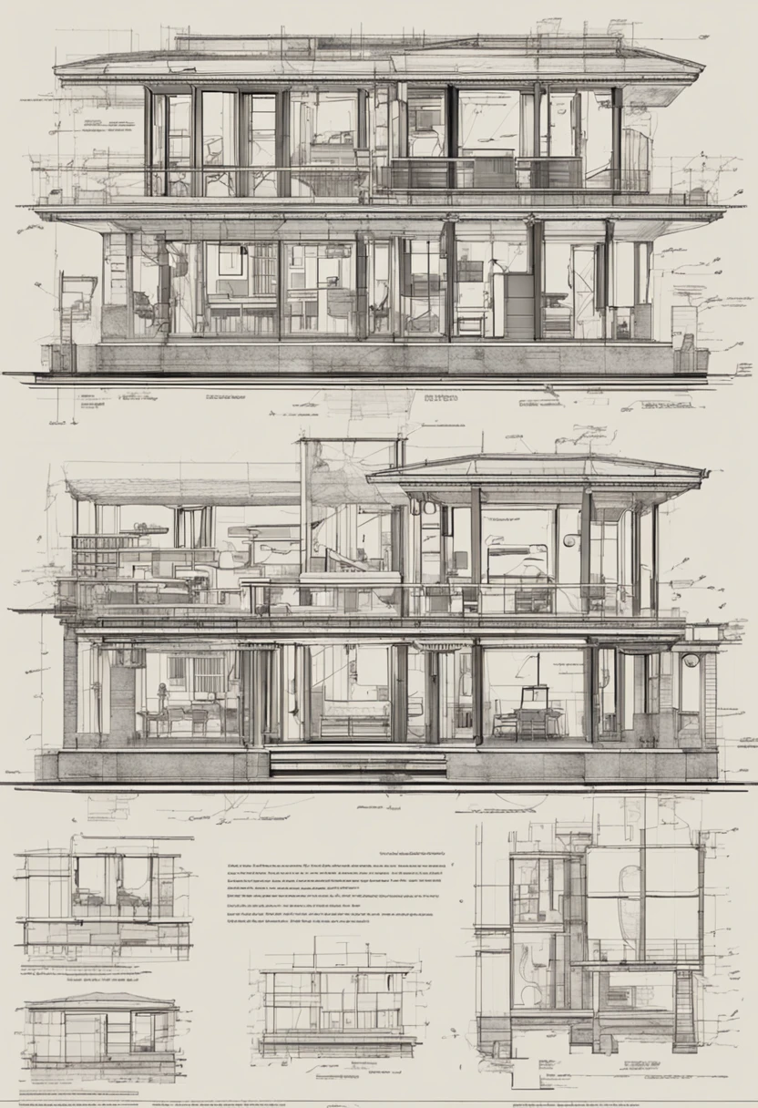 "Highly detailed 3D blueprints of architecture and machinery, precise measurements and specifications, intricate mechanical parts, accurate representation of materials and textures, technical drawings with clear annotations, professional level detailing and accuracy."