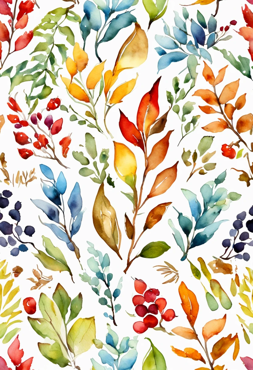 white background with autumn patterns