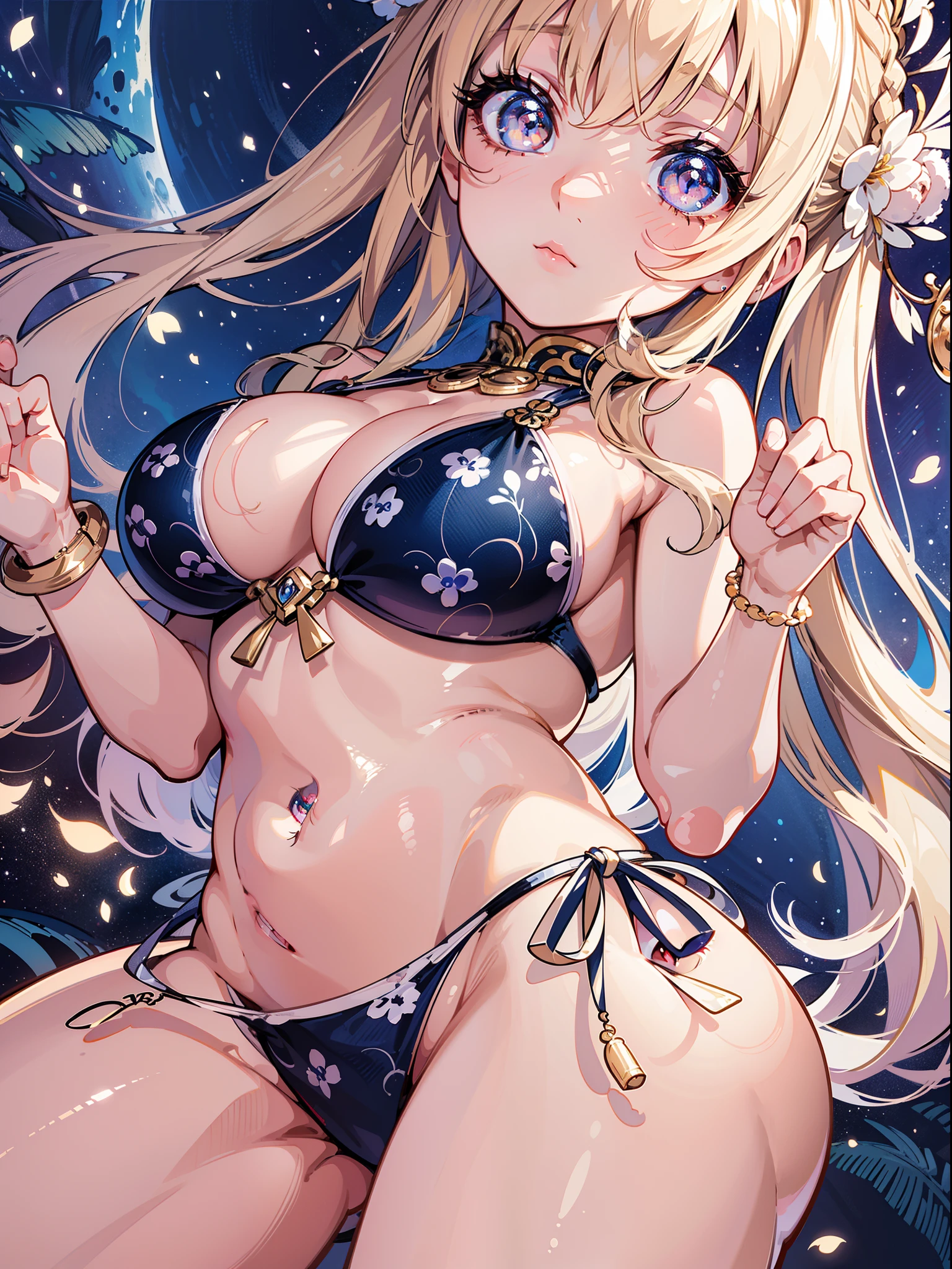 Masterpiece, hyper quality, Hyper Detailed, Perfect drawing,Hi-Res,solo,Big eyes with double eyelids、lofty nose,Vivid Color,Premium Services、Luxury underwear、beatiful backgrounds, meticulous drawing, Accurate drawing、Perfect illustration、Perfect Beautiful Girl、high-class sense