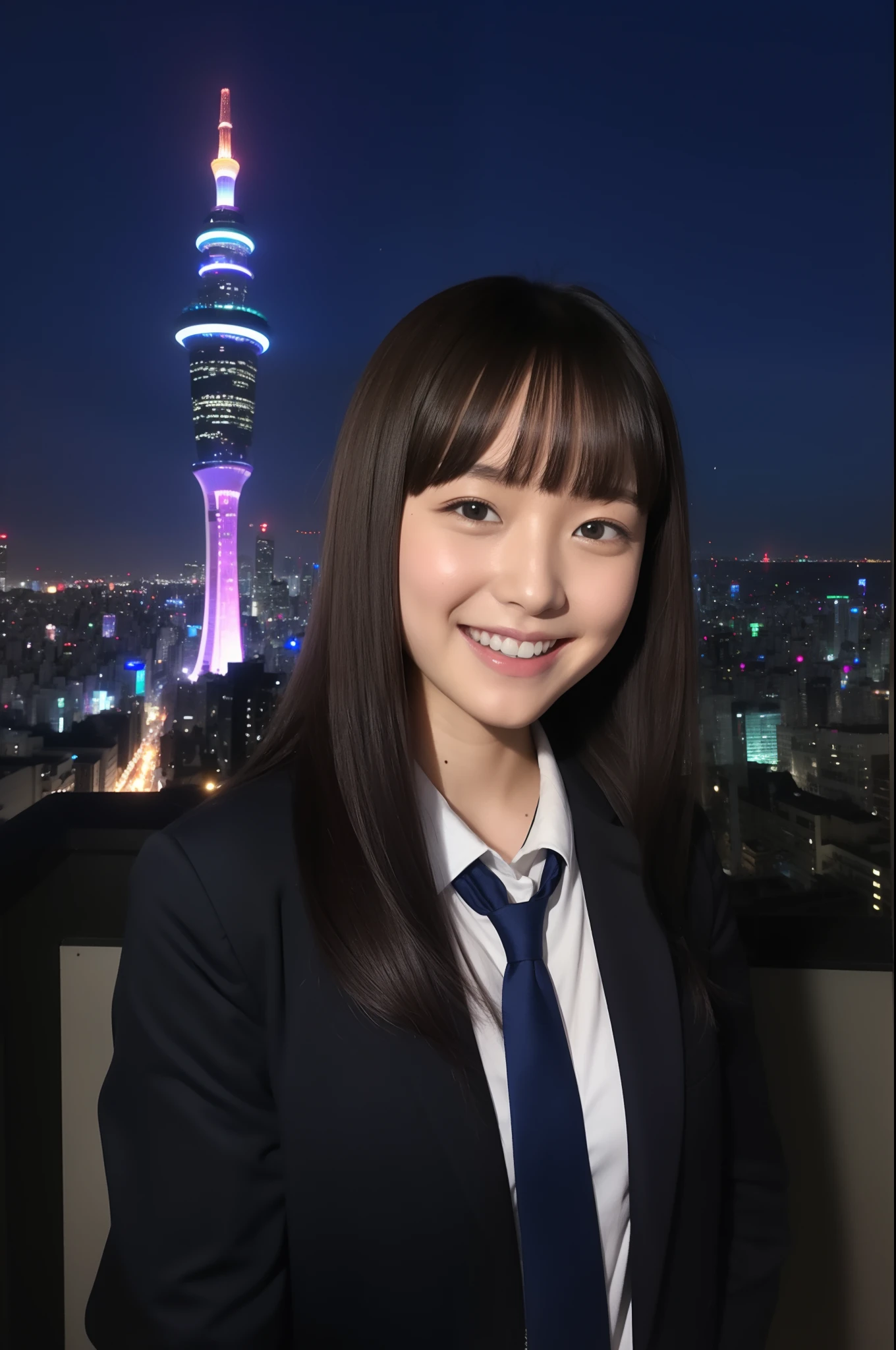 A smile、hi-school girl、校服、stele、Tokyo Skytree、Aurora