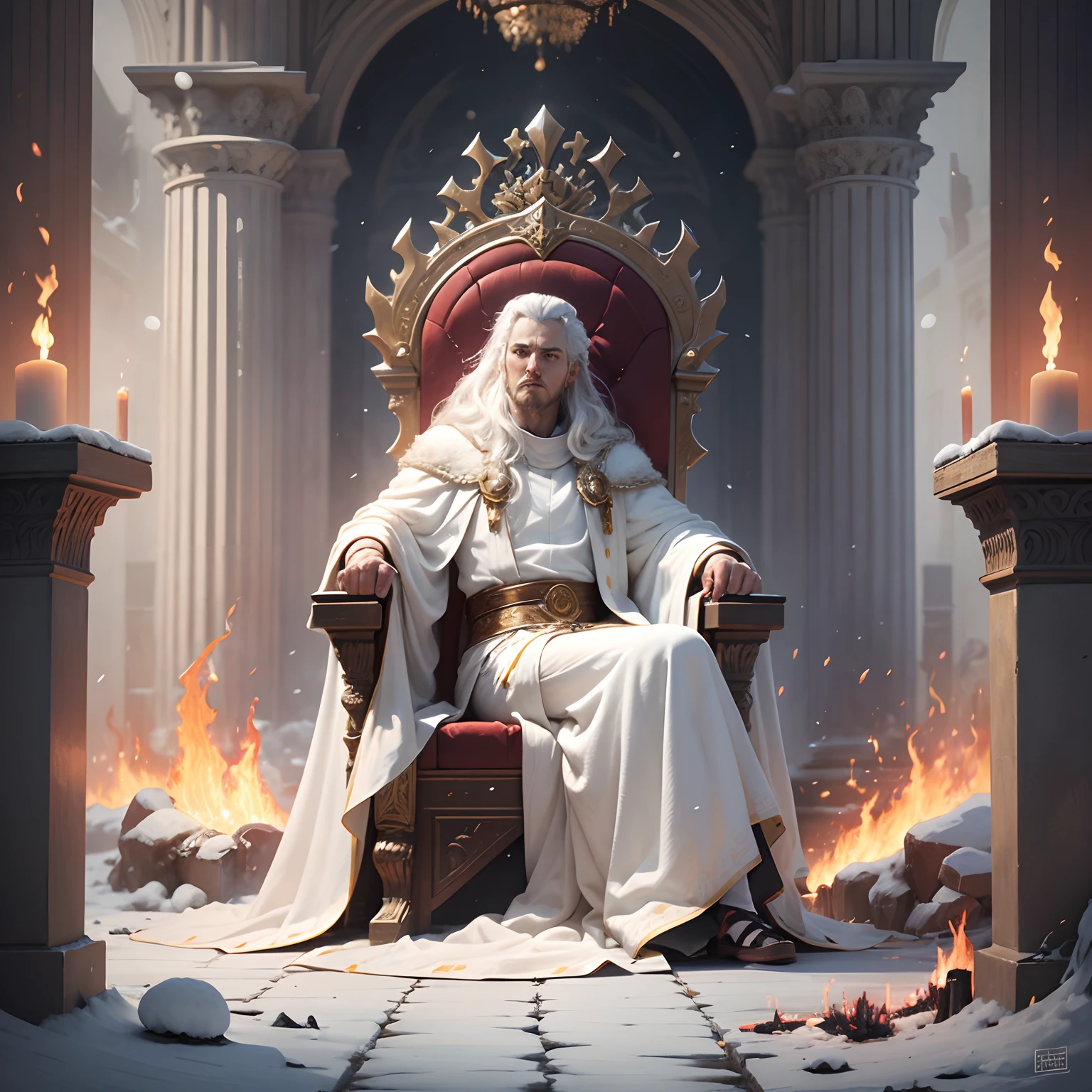 some thrones, and an Ancient of days sat down; his garment was white as snow, and the hair of his head as pure wool; his throne was of flames of fire, and his wheels a burning fire." This poetic description depicts God as an Ancient of days in white robes, hair as white as wool, and a throne on fire with fire.