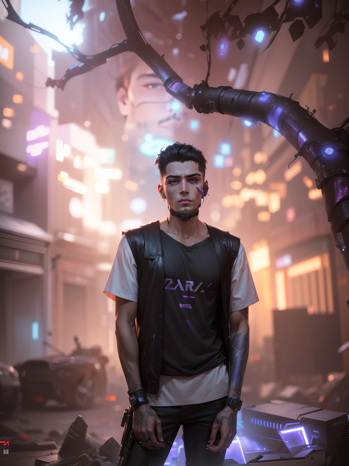 Change background cyberpunk handsome boy, realistic face,8k ultra