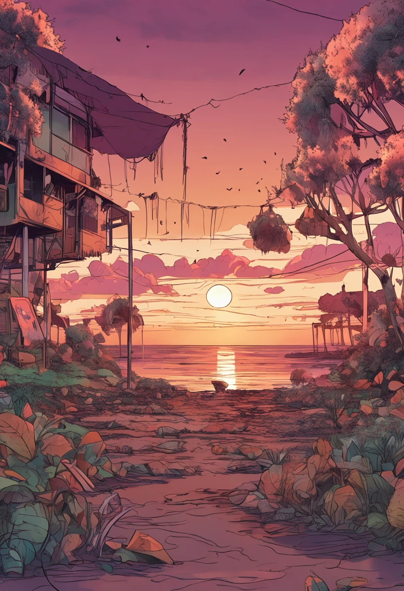 animesque,suffocating,evening glow,