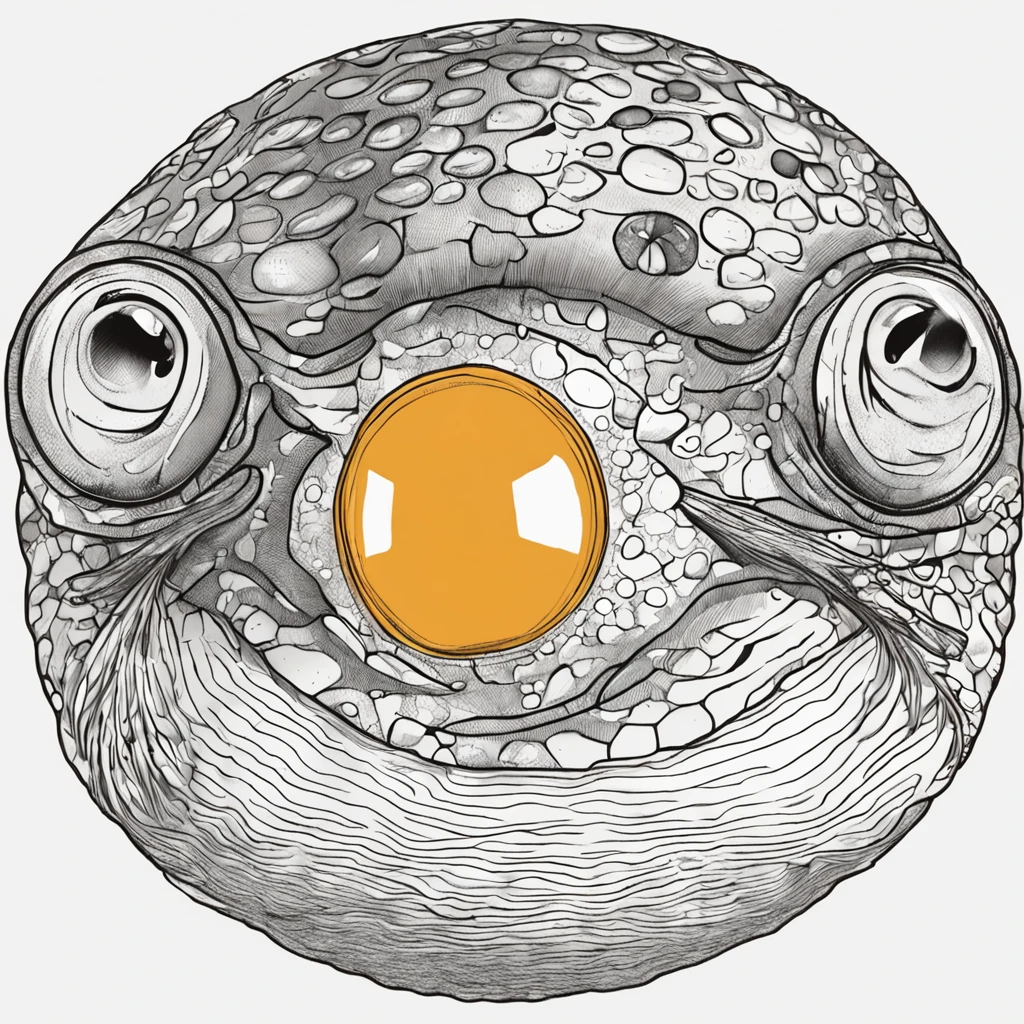 The fish,Embryonic,The eyes are big,The yolk sac is large,Best quality,超高分辨率,Line drawing,White background