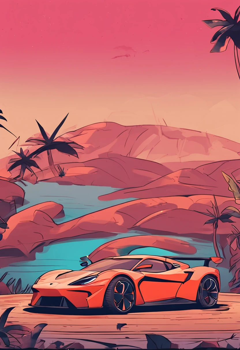 sportscar from an angle, smooth shape, simple background, (full picture)