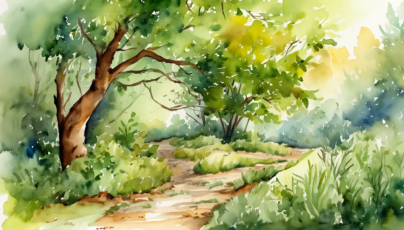 Tile,Full,Spread out,the watercolor style,Foliage,bushes,Green,unmanned
