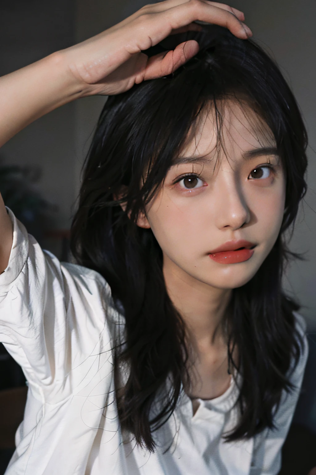 (Keisan:1.5), Close up, Masterpiece, Best Quality, Raw photo, Photorealistic, Face, Incredibly ridiculous, Beautiful girl, Cute, Short hair, Depth of field, High resolution, Ultra detail, Fine detail, Very detailed, Very detailed eyes and face, Sharp pupils, Realistic pupils, Sharp focus, Cinematic lighting,Cuddle a kitten