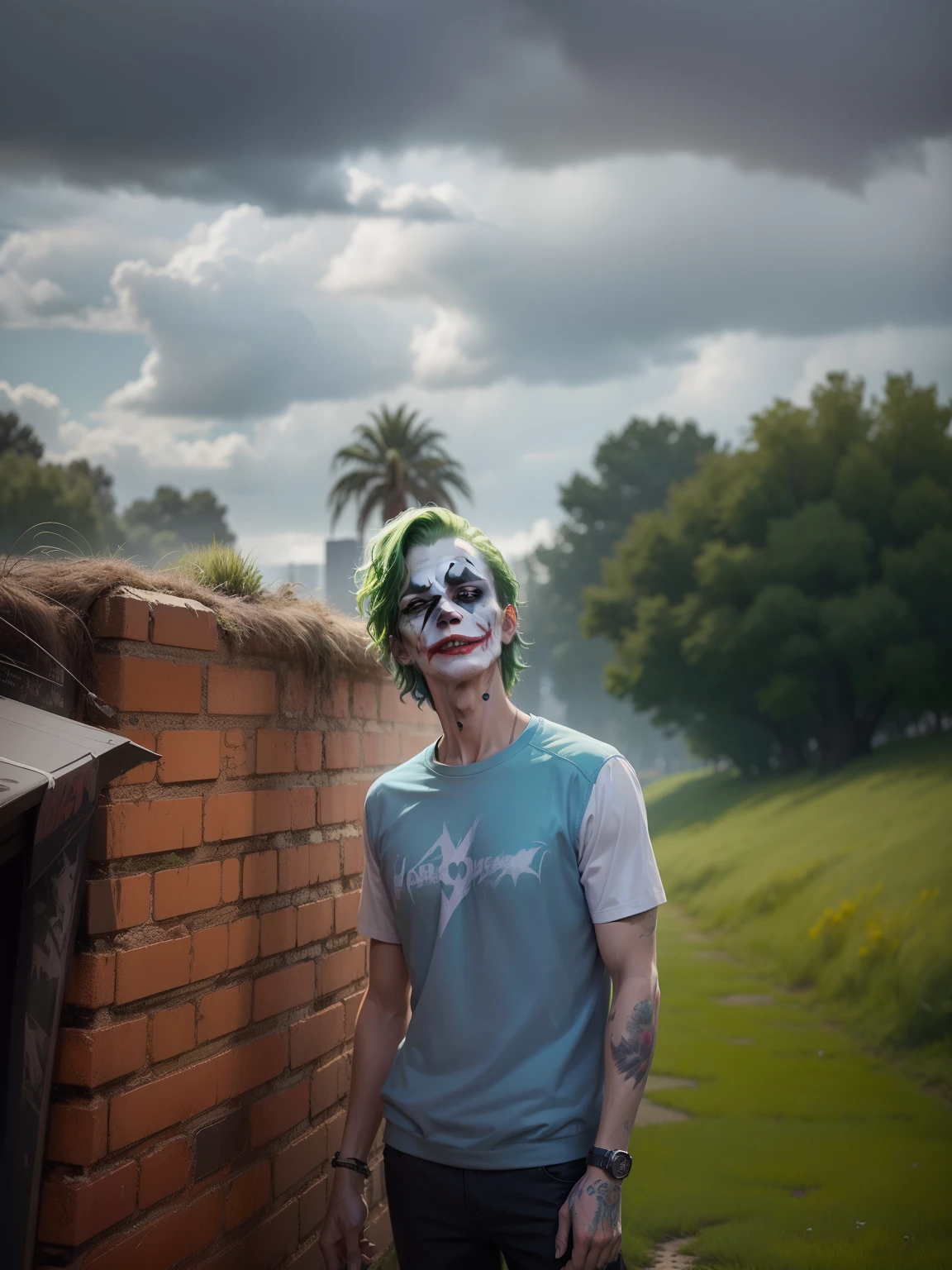 joker painting of a man with green hair and a yellow jacket, digital art by Nicholas Marsicano, reddit, digital art, portrait of joker, portrait of the joker, portrait of a joker, the joker, joker, from joker (2019), #1 digital painting of all time, # 1 digital painting of all time, film still of the joker