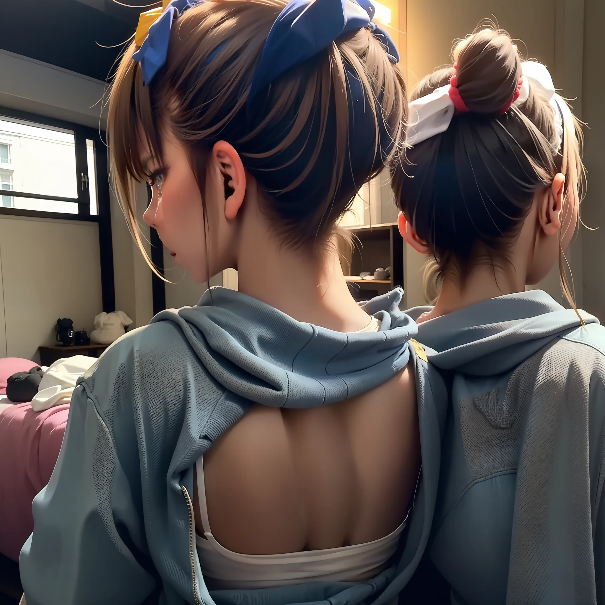 The girl with a high ponytail turned back to tears