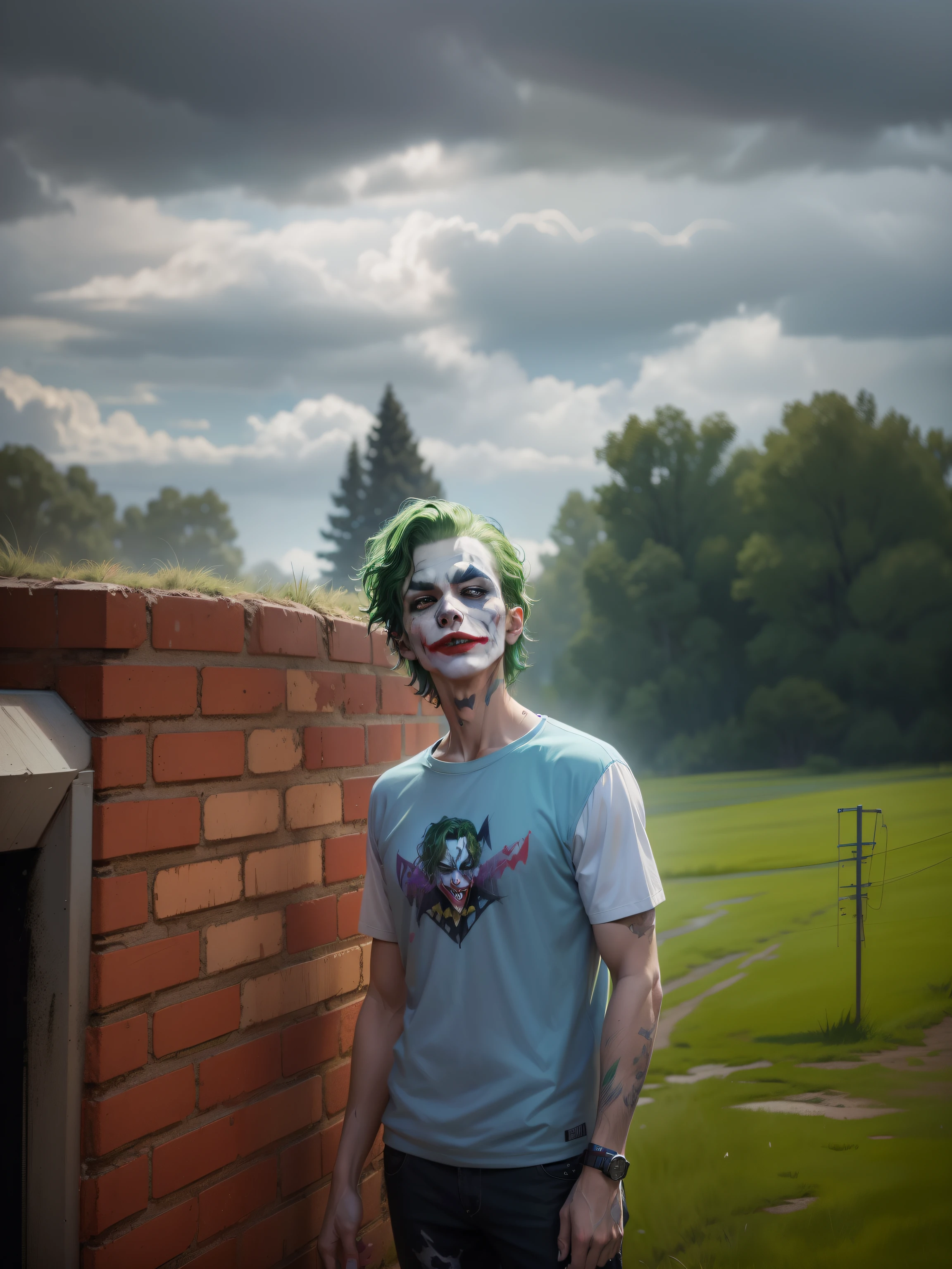 joker painting of a man with green hair and a yellow jacket, digital art by Nicholas Marsicano, reddit, digital art, portrait of joker, portrait of the joker, portrait of a joker, the joker, joker, from joker (2019), #1 digital painting of all time, # 1 digital painting of all time, film still of the joker