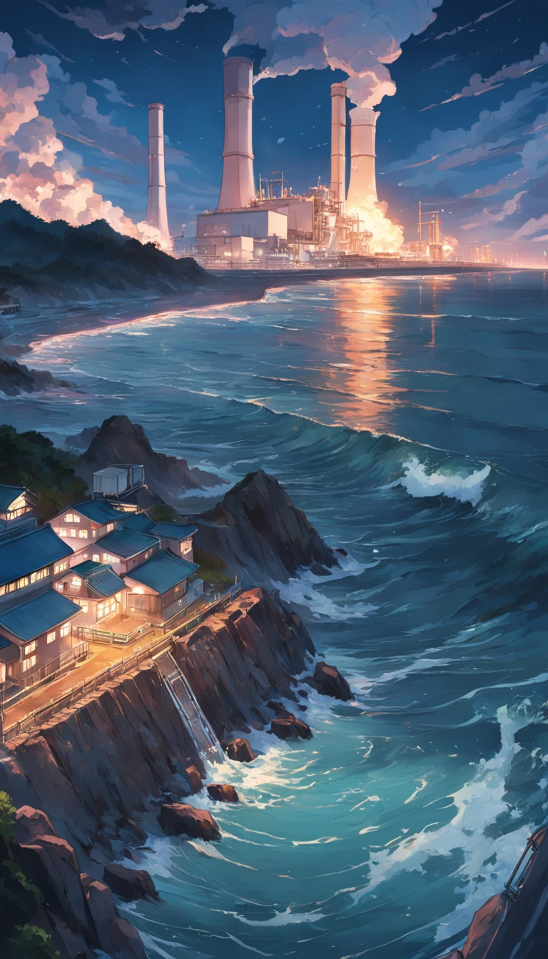 Fukushima Nuclear Power Plant,Scene of the discharge outlet dumping polluted water into the ocean