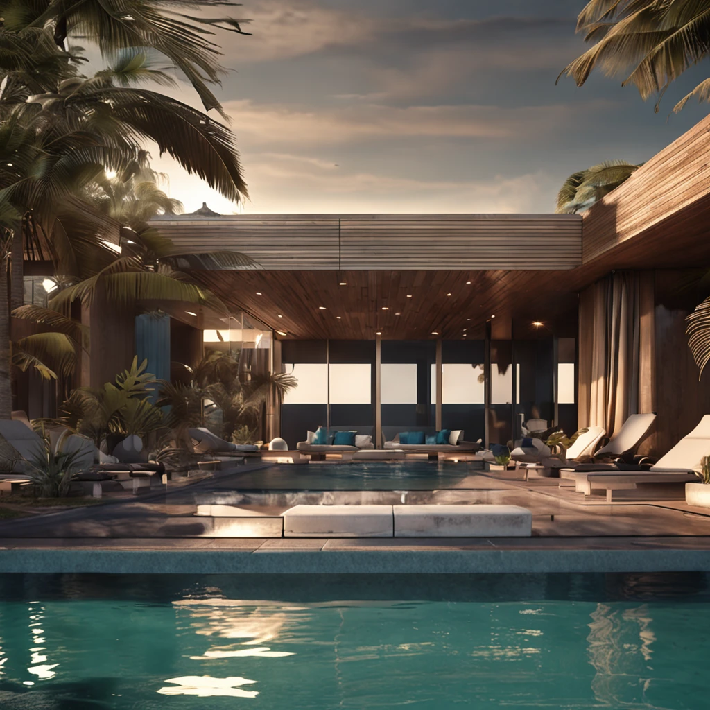Beach project high-end facilities, Luxurious, High capacity, Pacific Coast, tropical vegetation, Dark sand