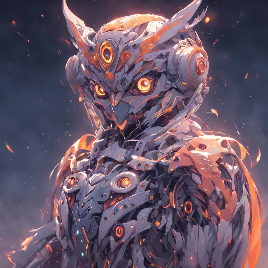 a 3D model of an Owl robot, 3d render, octane render, intricately detailed, titanium decorative headdress cinematic, trending on artstation.