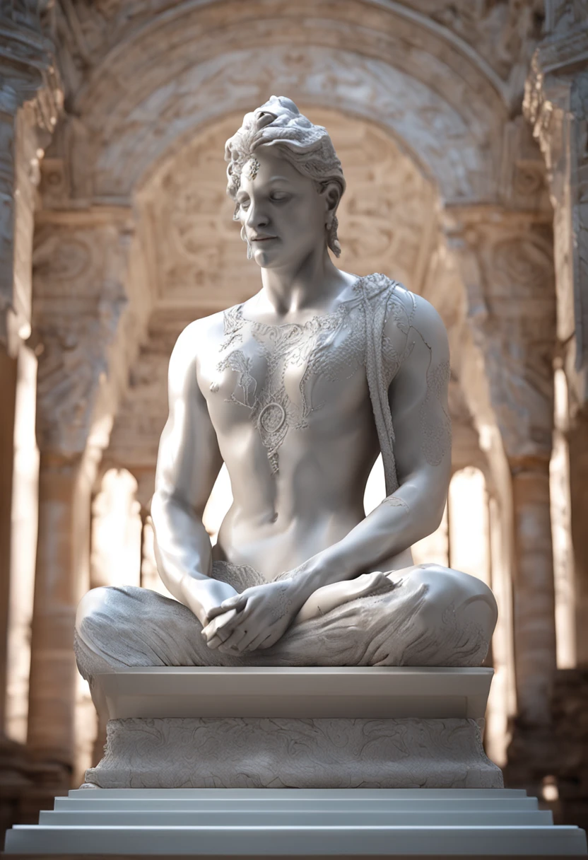 ＇High detail RAW color art，3d，rendering）Marble skin，high-angle，Marble statue of，（（（Ultra-detailed and elegant））），White-colored skin，Magical atmosphere，（Face Focused），（detailedskin，skin textures），（iintricate，finedetail，hyper-detailing），Ray traching，sub surface scattering，diffused soft lighting，Shallow field deep sharp caustic scene