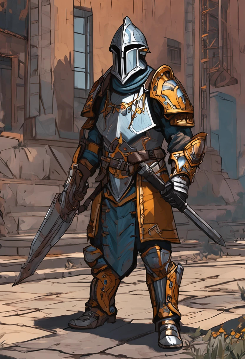 a simple dnd guard in a helmet. full height