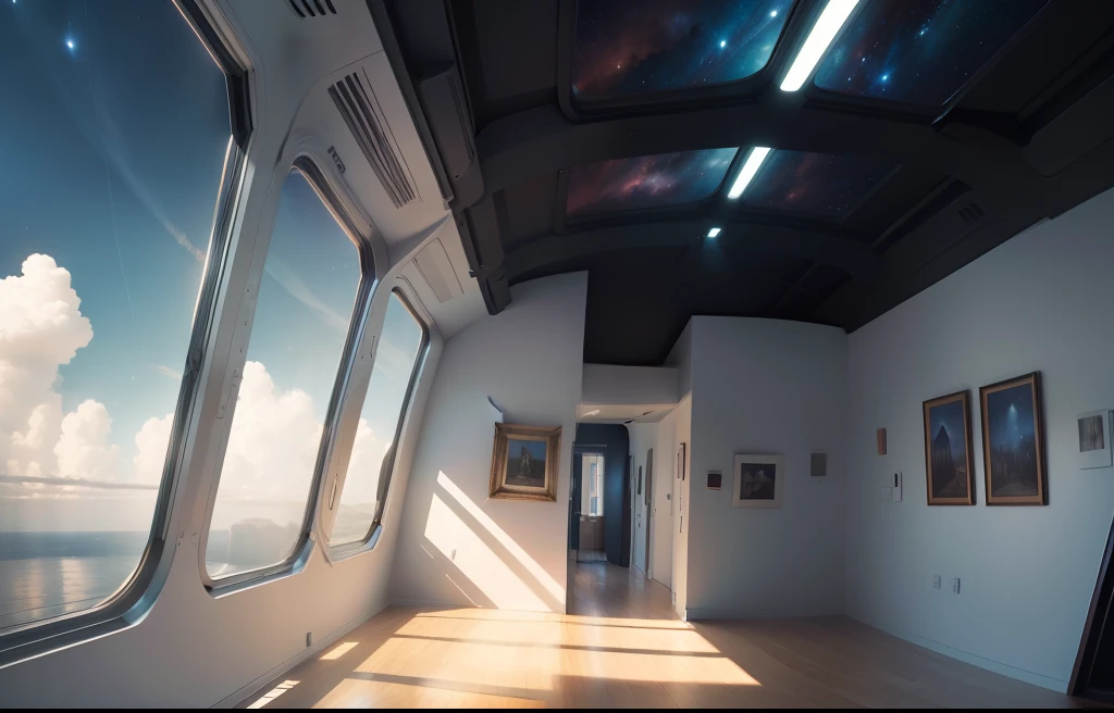 The interior of the gallery in space, In style (((Sky Fi)))