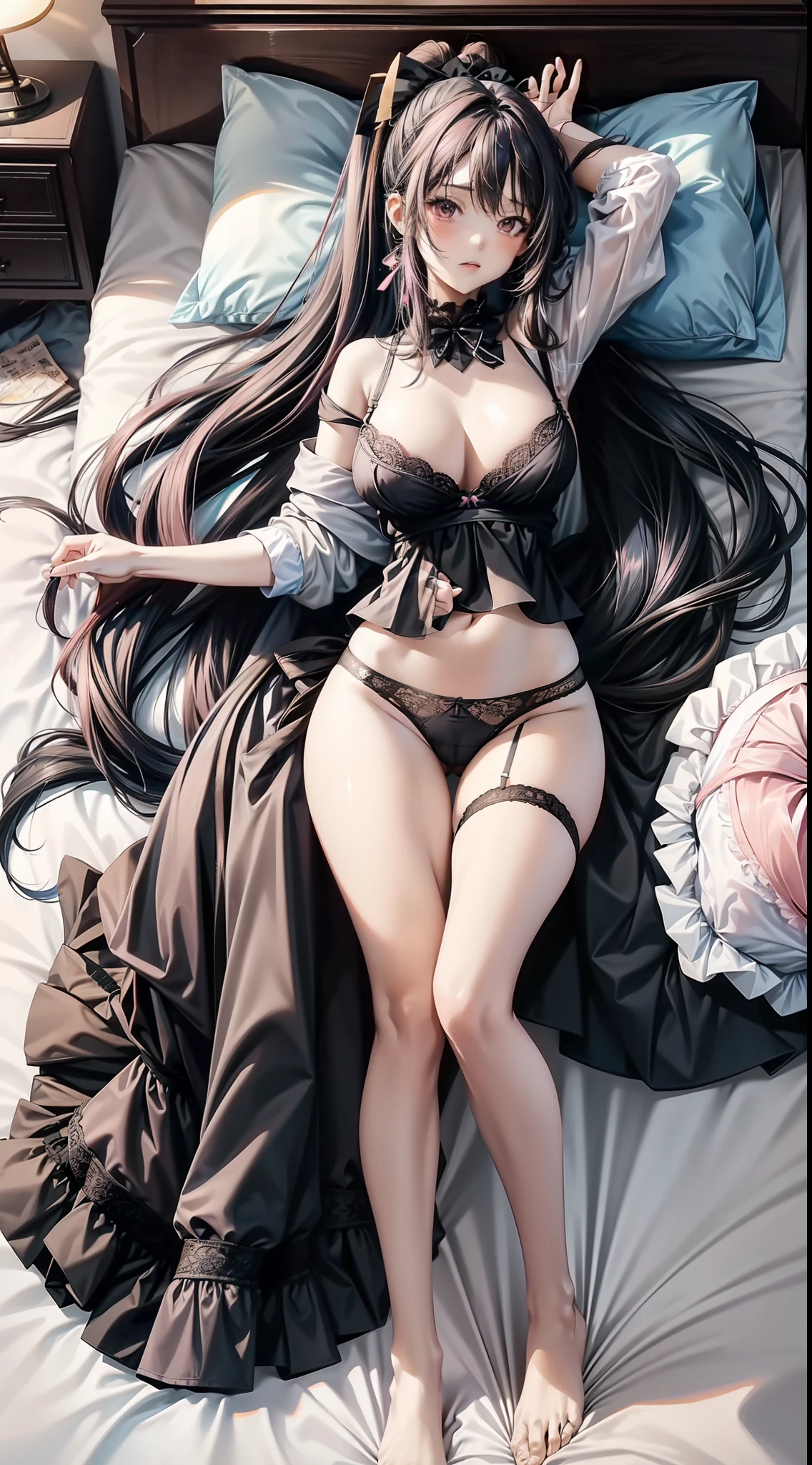 underwear, underwear,Ten beauties crowded in one bed,Pink long hair pink panties,Big breasts and long legs,Black long hair black panties,Small man's waist, Long legs, Black stockings,Light blue hair, light blue panties, panties,Double ponytail hair,Big breasts and long legs,white stockings,Raised sexy,Panties, underwear, underwear,