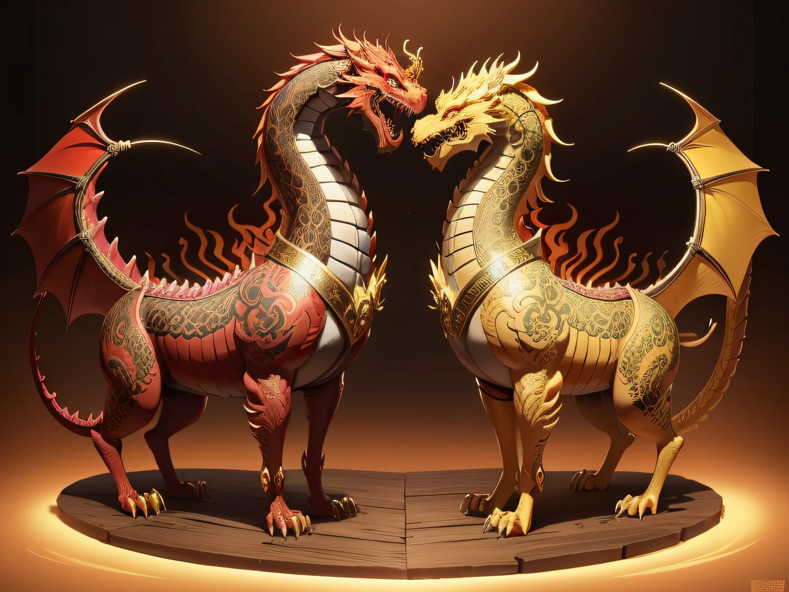 There is a golden dragon,There is a fish on the back, chinese dragon engrave, Chinese Dragon, smooth chinese dragon, Golden dragon, fire lion, a majestic gothic indian dragon, chinese dragon concept art, colored illustration for tattoo, ancient chinese ornate, mythological creatures, digital painting of quetzalcoatl, majestic japanese dragon, Dragon, asian dragon as latte art